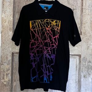Men’s DC shoe co polo style geometric shape, pattern, graphic black shirt sz lg